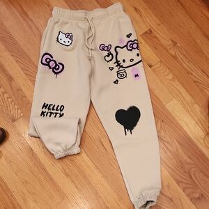 Forever 21 Kids Hello Kitty Joggers - Cream and Black